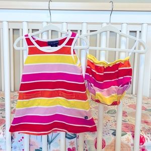 6-12m baby girl toobydoo sunset pink summer dress with matching bloomers VGUC